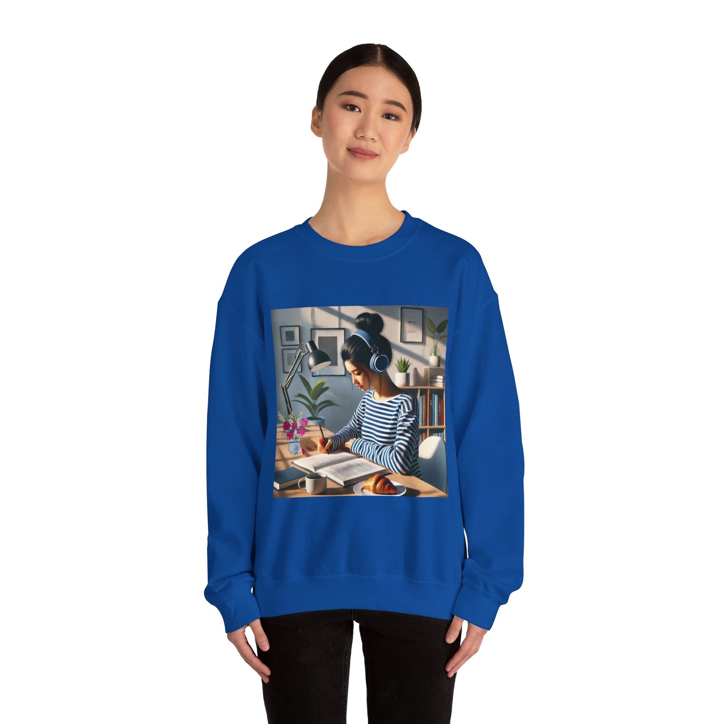Unisex Man woman Heavy Blend™ Crewneck Sweatshirt woman is working