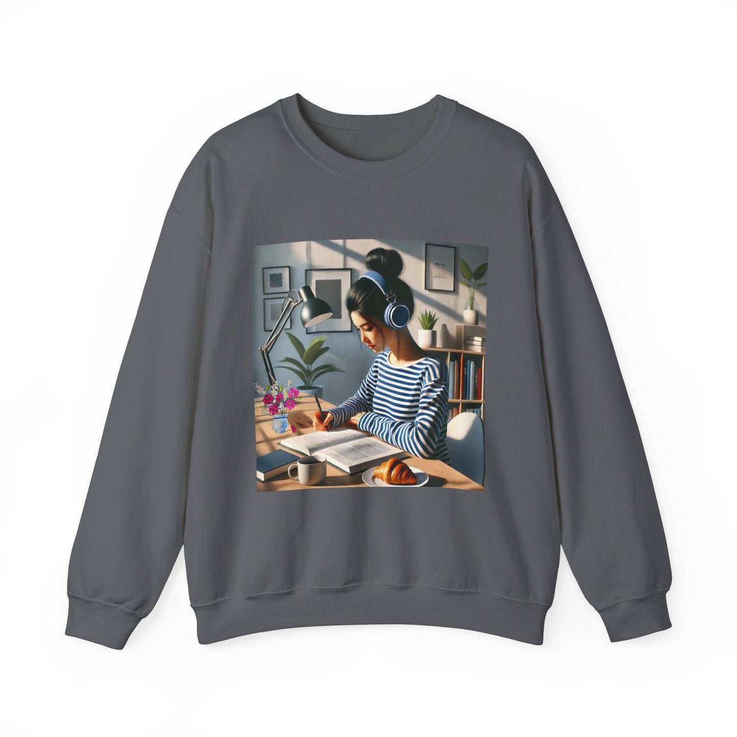 Unisex Man woman Heavy Blend™ Crewneck Sweatshirt woman is working