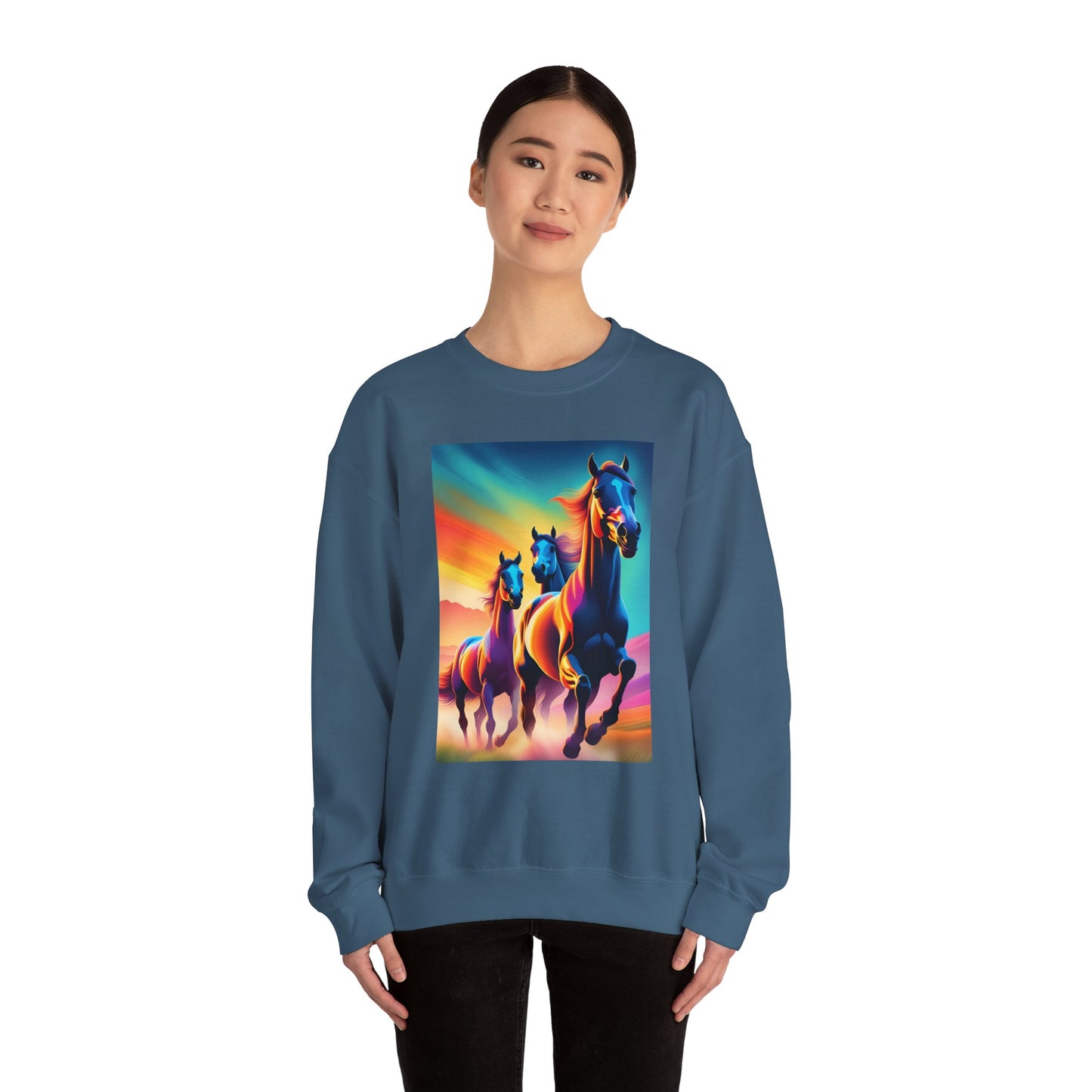 Unisex Heavy Blend™ Crewneck Sweatshirt horses woman Man