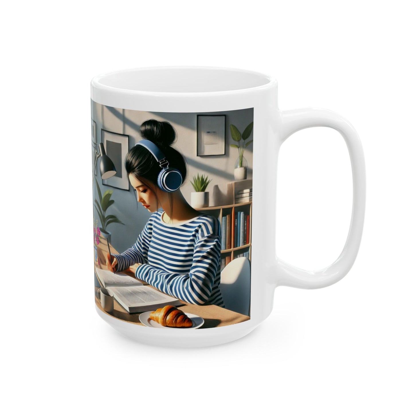 Ceramic Mug, (11oz, 15oz) woman working Cup Present Gift Coffee Birthday