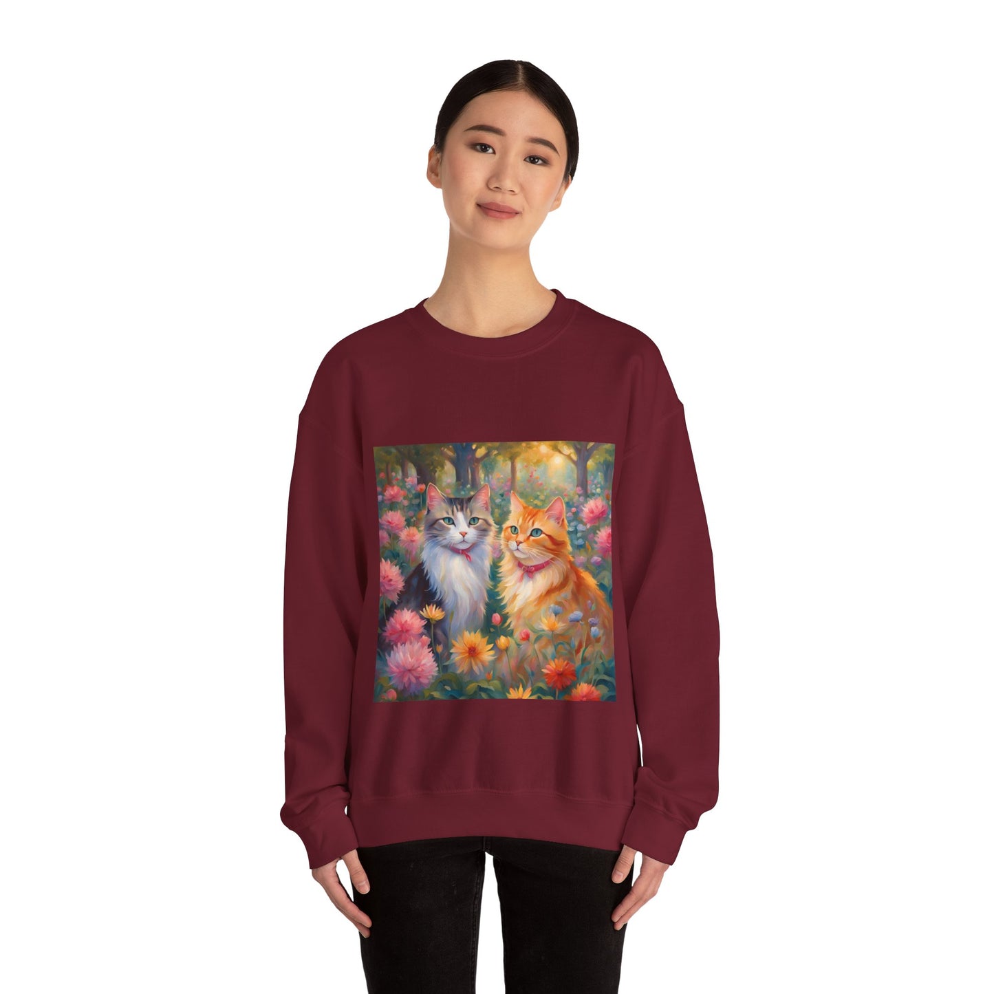 Copy of Unisex Heavy Blend™ Crewneck Sweatshirt woman Man two cats