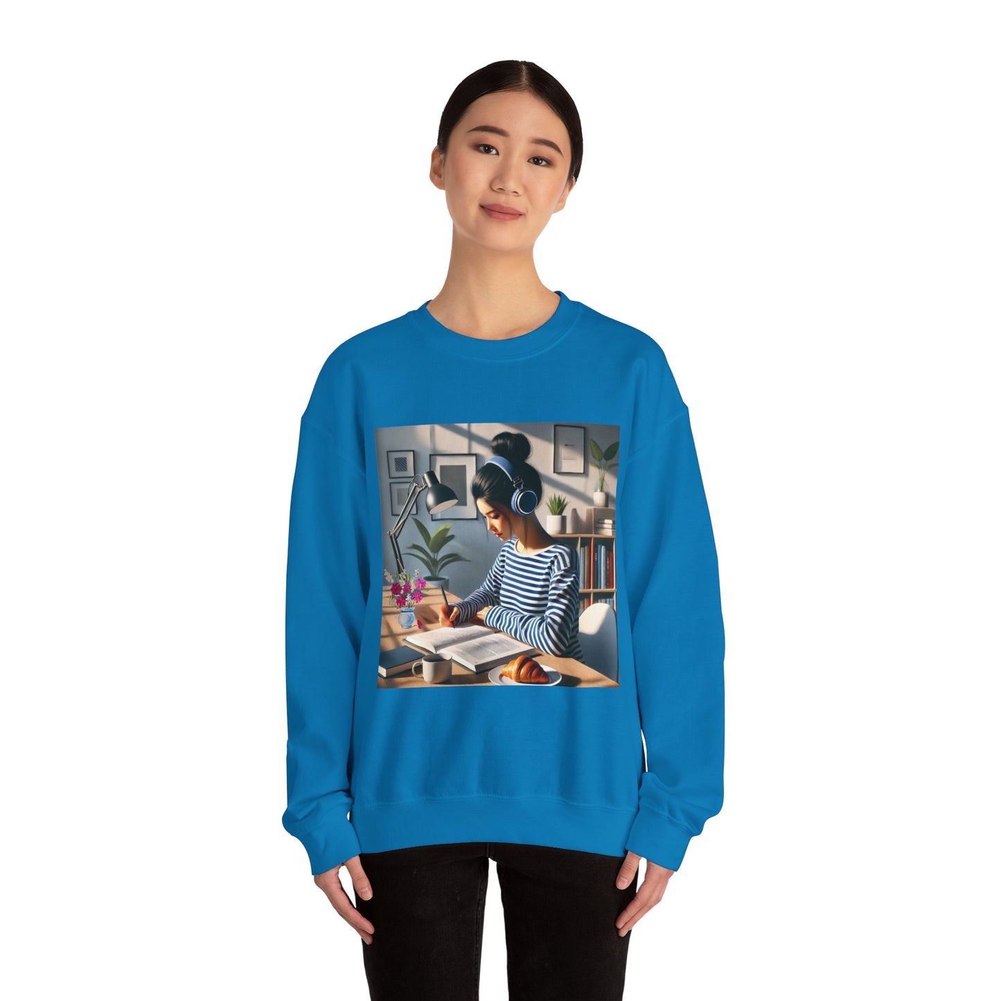Unisex Man woman Heavy Blend™ Crewneck Sweatshirt woman is working