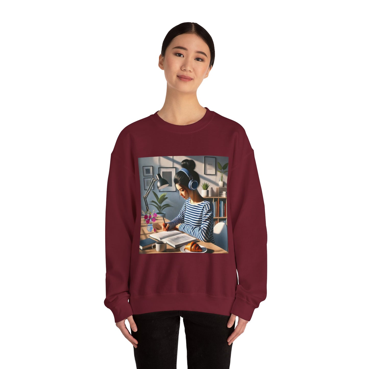 Unisex Man woman Heavy Blend™ Crewneck Sweatshirt woman is working