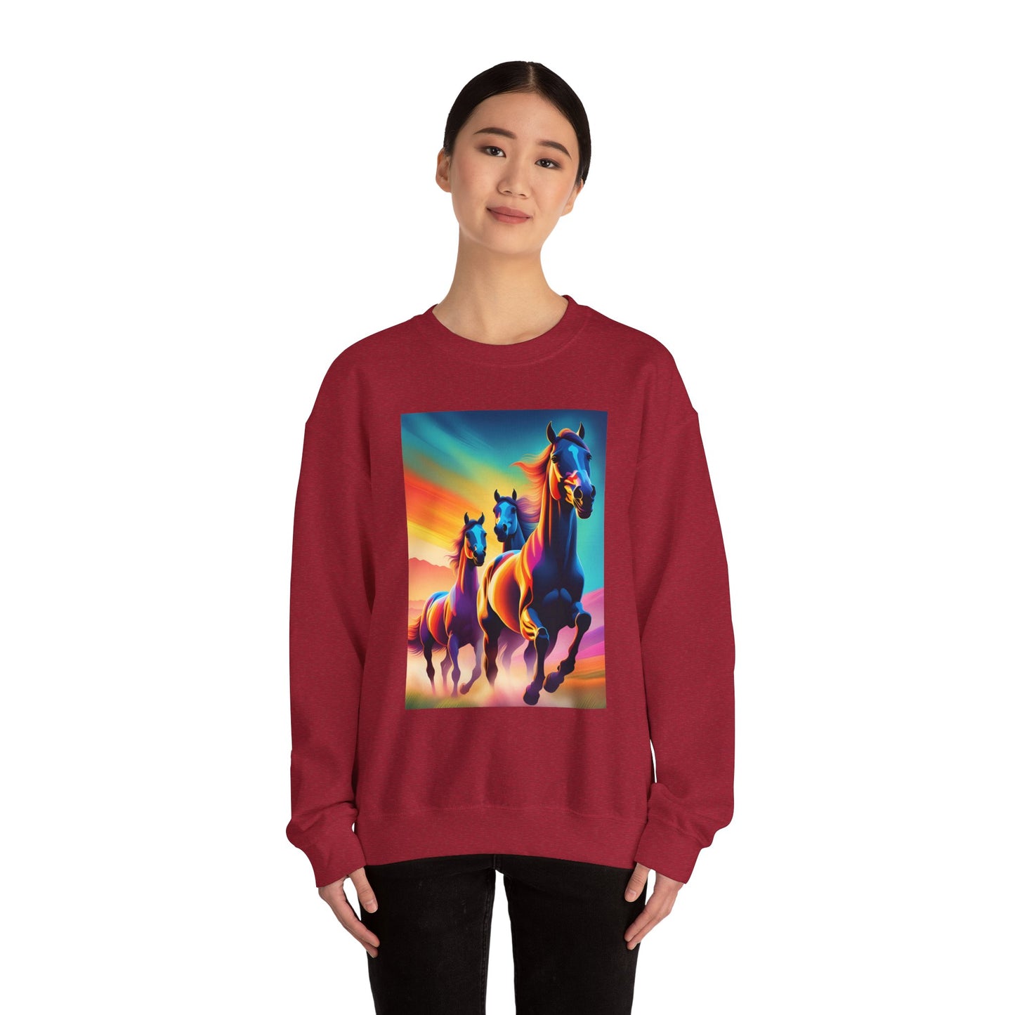 Unisex Heavy Blend™ Crewneck Sweatshirt horses woman Man