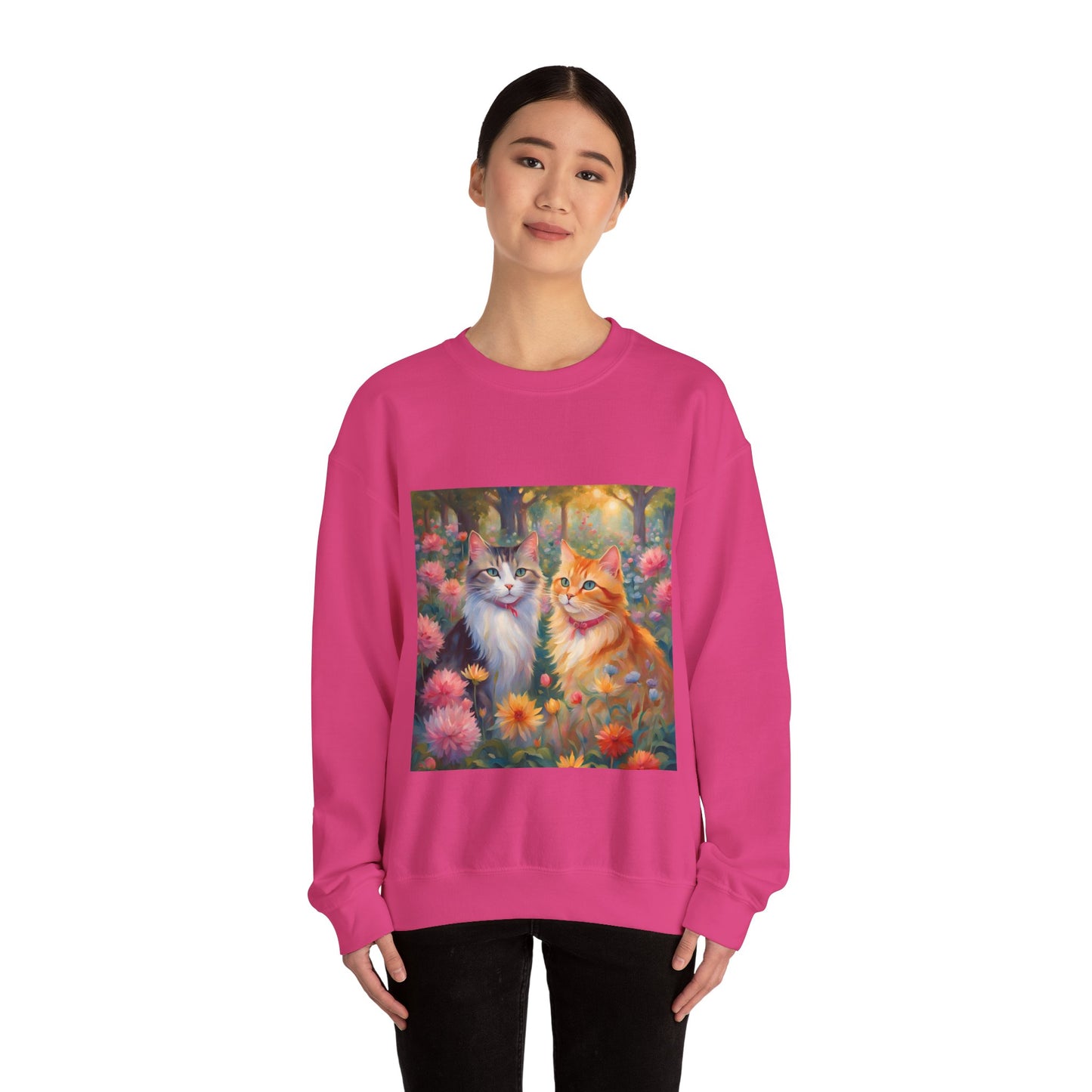Copy of Unisex Heavy Blend™ Crewneck Sweatshirt woman Man two cats