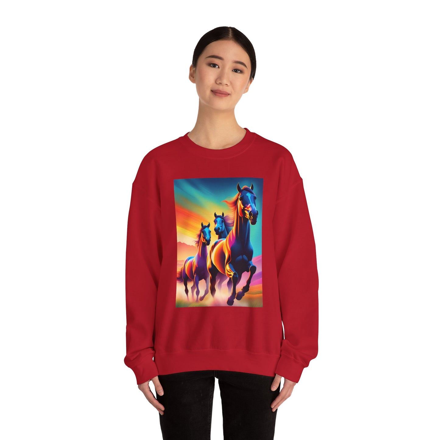 Unisex Heavy Blend™ Crewneck Sweatshirt horses woman Man