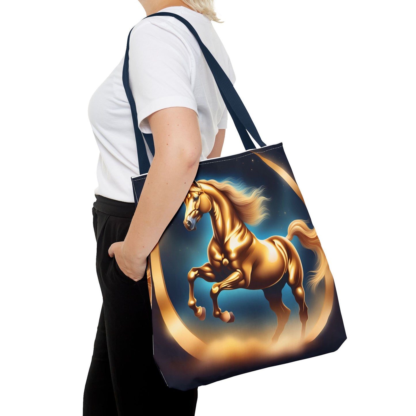 Golden Horse Tote Bag, Equestrian Gifts, Animal Lover Bag, Unique Shopping Tote,