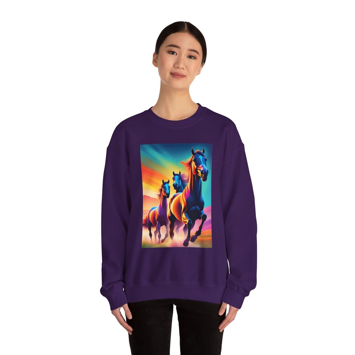 Unisex Heavy Blend™ Crewneck Sweatshirt horses woman Man