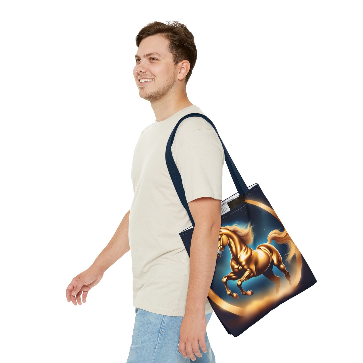 Golden Horse Tote Bag, Equestrian Gifts, Animal Lover Bag, Unique Shopping Tote,