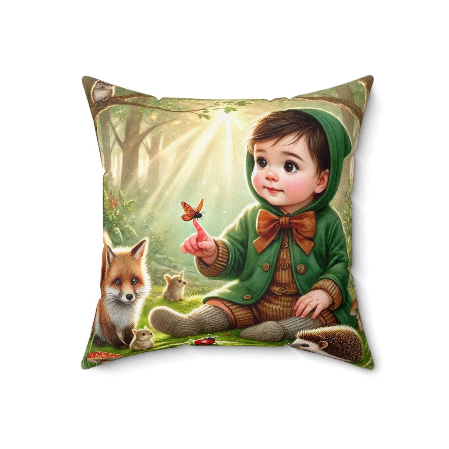 Coussin fantaisie pour enfant, motif forêt, décoration d'intérieur cosy, décoration de chambre d'enfant, amoureux de la nature