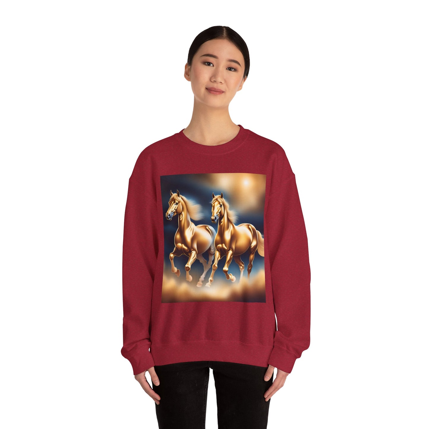 Unisex Heavy Blend™ Crewneck Sweatshirt 2 horses woman Man
