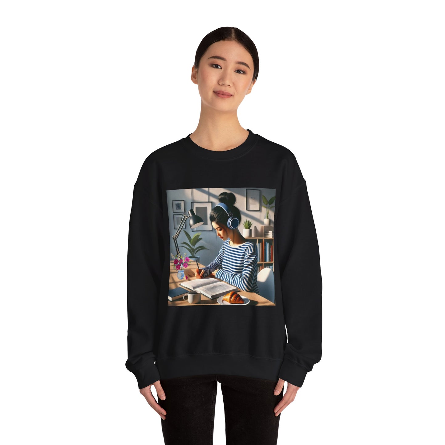Unisex Man woman Heavy Blend™ Crewneck Sweatshirt woman is working