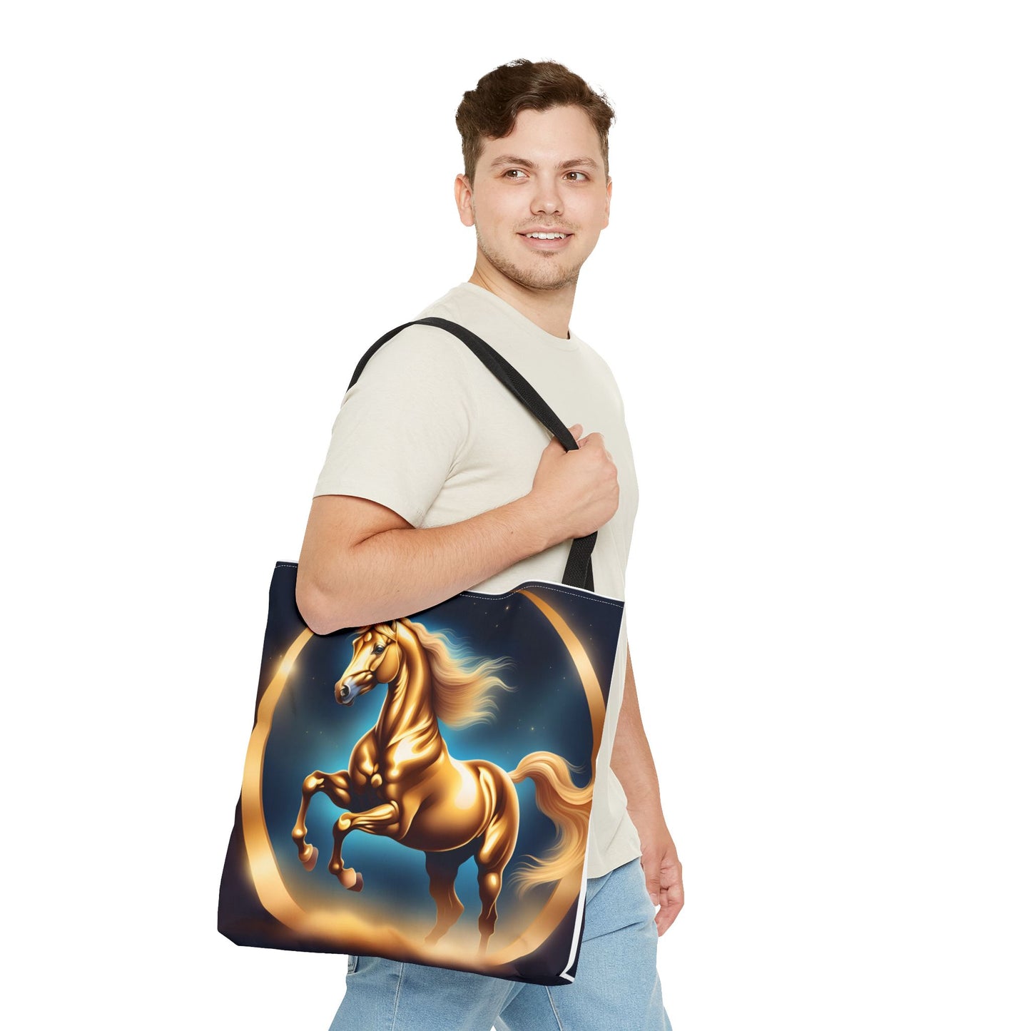 Golden Horse Tote Bag, Equestrian Gifts, Animal Lover Bag, Unique Shopping Tote,