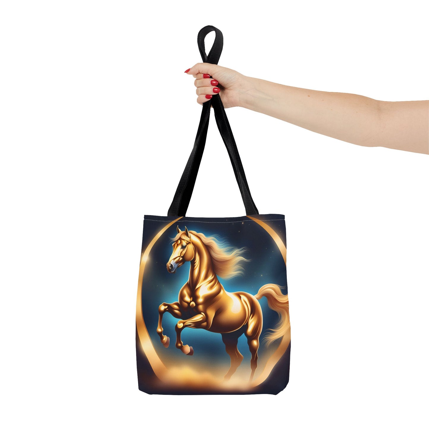 Golden Horse Tote Bag, Equestrian Gifts, Animal Lover Bag, Unique Shopping Tote,