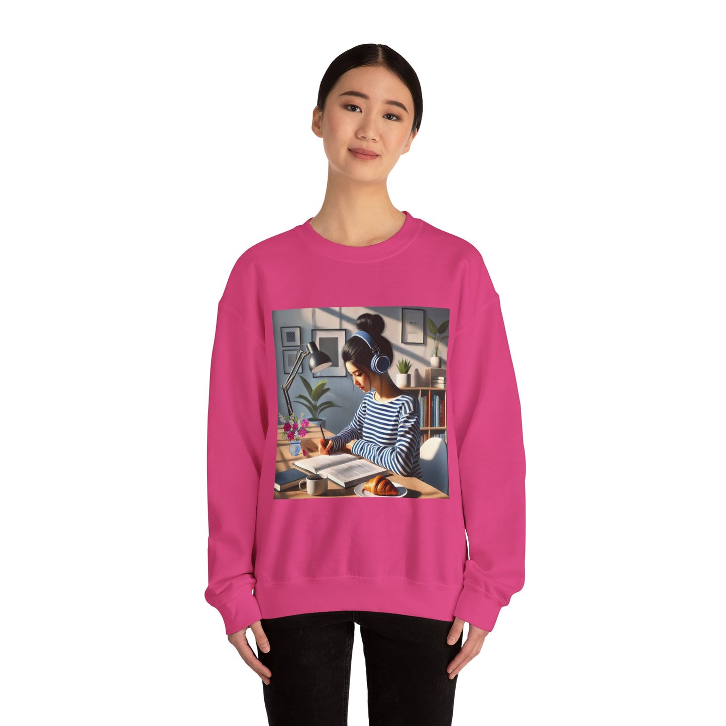 Unisex Man woman Heavy Blend™ Crewneck Sweatshirt woman is working