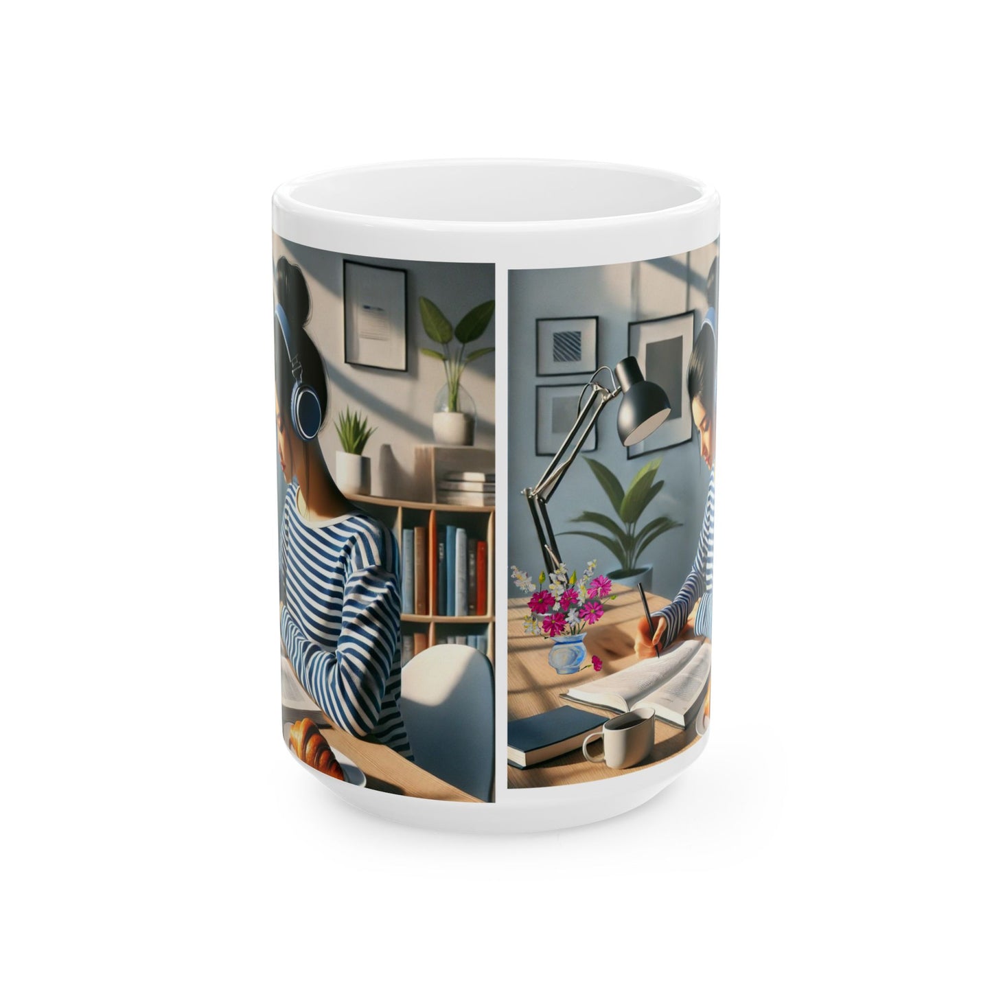 Ceramic Mug, (11oz, 15oz) woman working Cup Present Gift Coffee Birthday