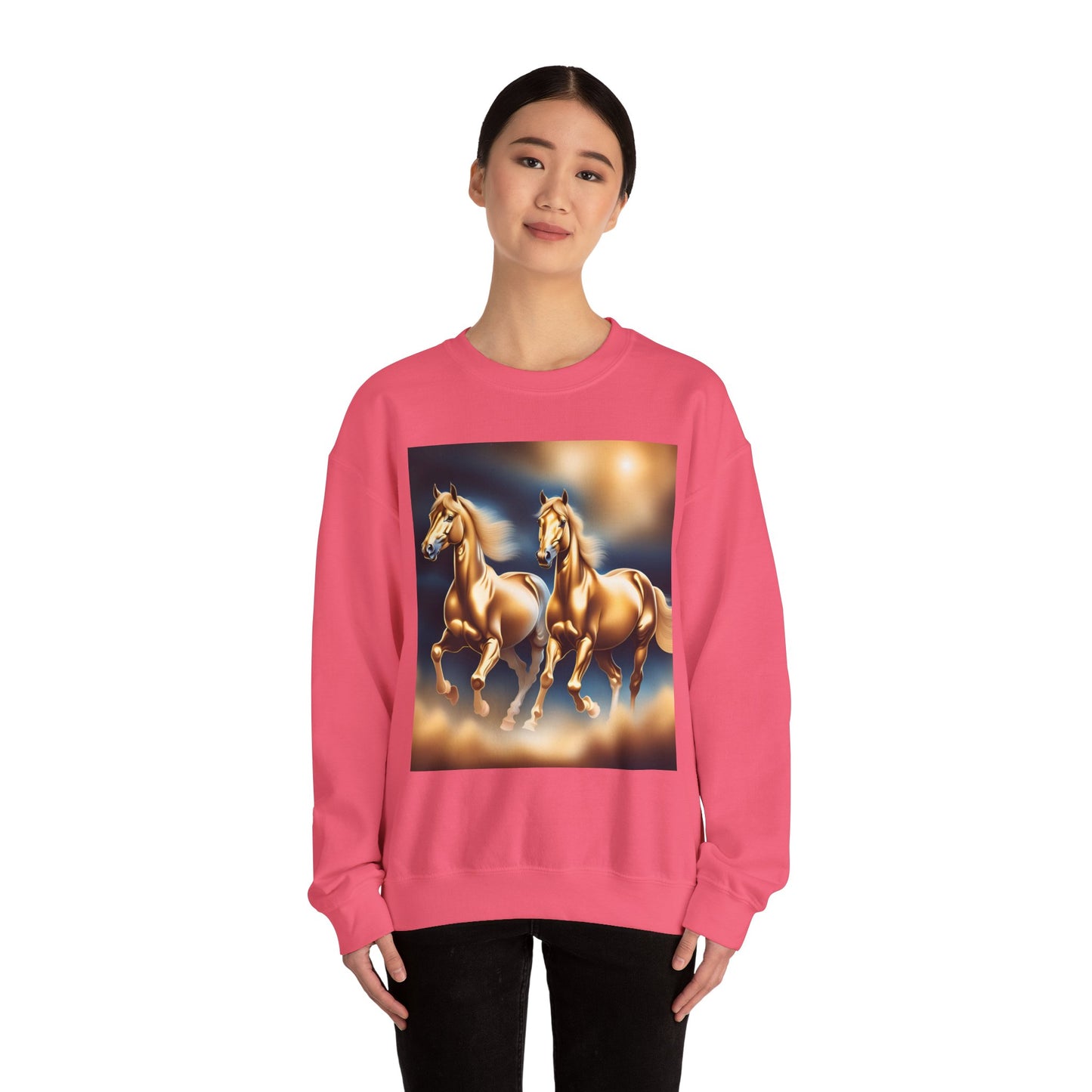Unisex Heavy Blend™ Crewneck Sweatshirt 2 horses woman Man