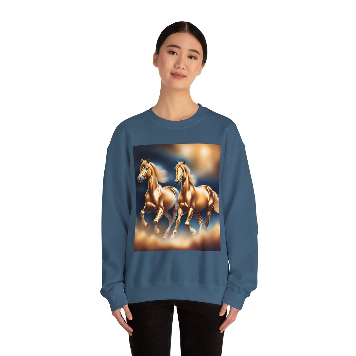 Unisex Heavy Blend™ Crewneck Sweatshirt 2 horses woman Man