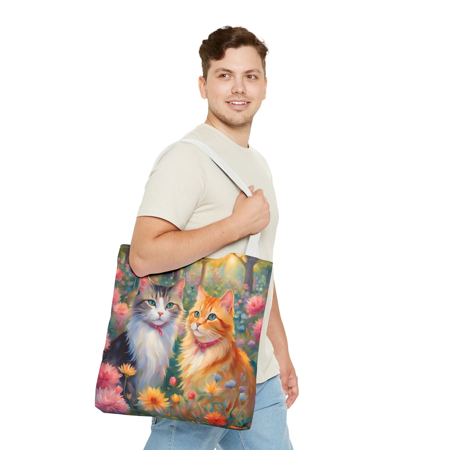 Tote bag Cats in love, Cats Gift, Bag for Animal Lover, Bohemian Style,