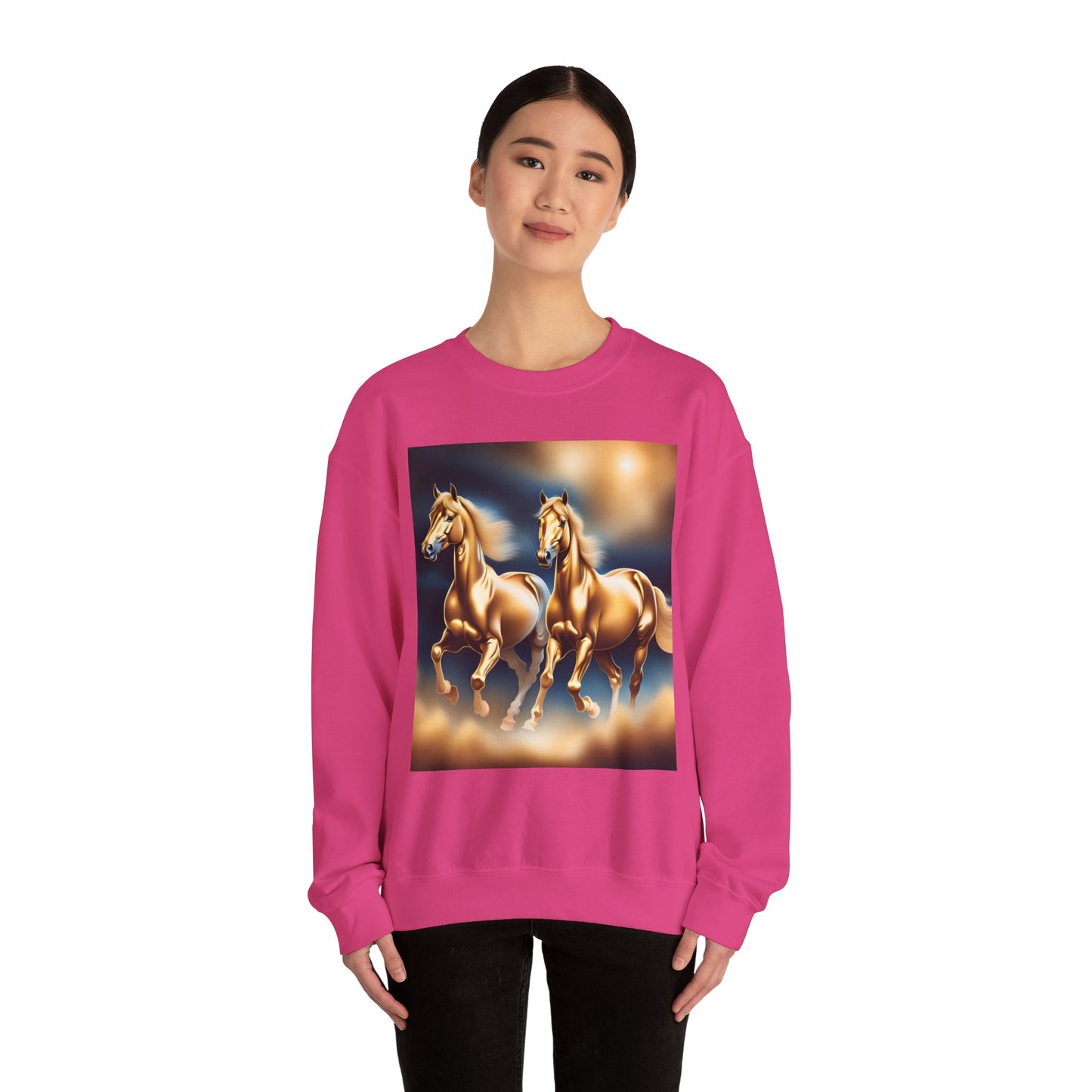 Unisex Heavy Blend™ Crewneck Sweatshirt 2 horses woman Man