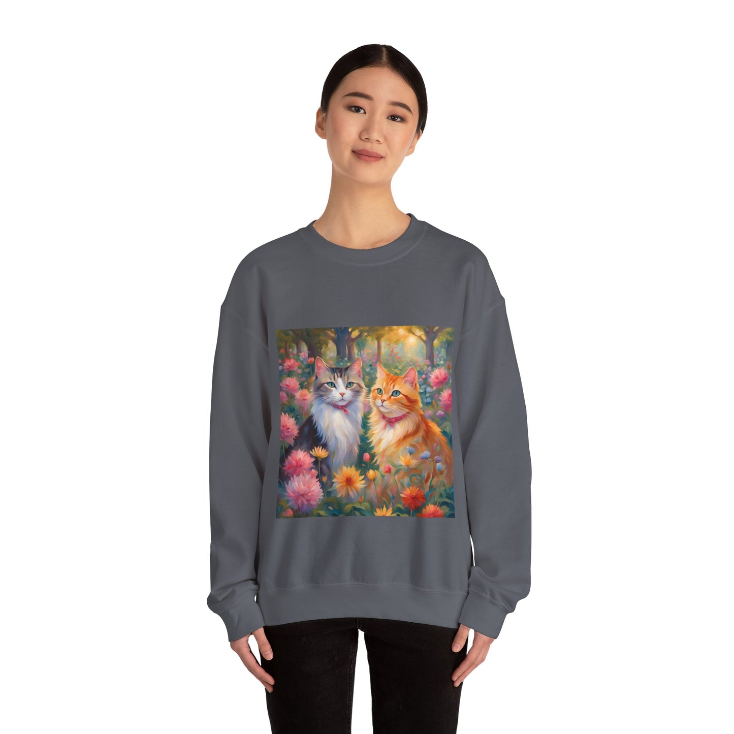 Copy of Unisex Heavy Blend™ Crewneck Sweatshirt woman Man two cats
