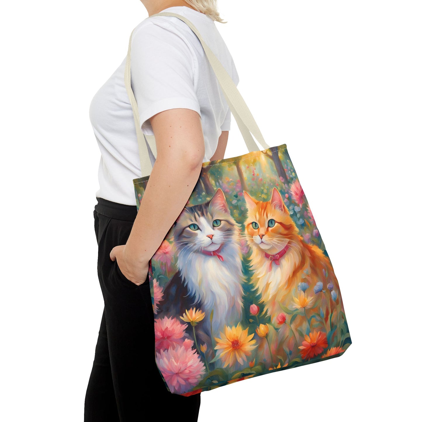 Tote bag Cats in love, Cats Gift, Bag for Animal Lover, Bohemian Style,