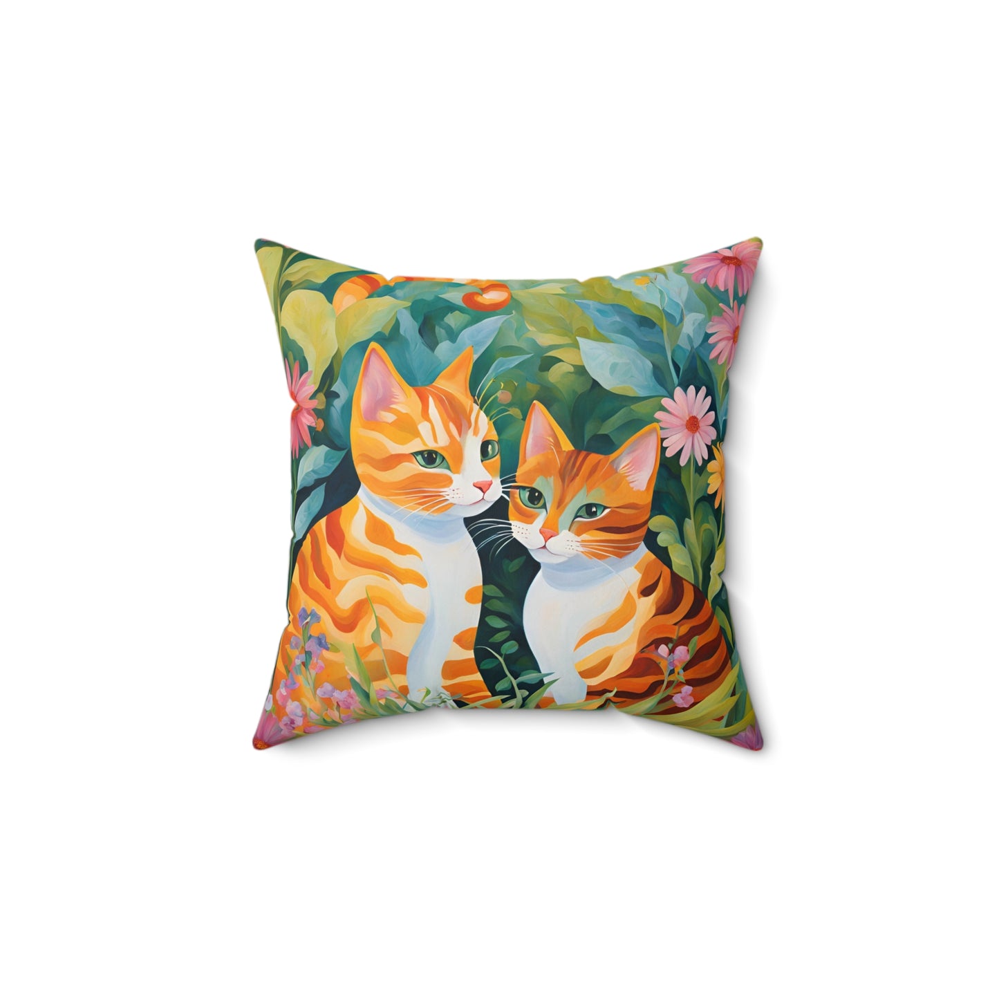 Spun Polyester Square Pillow Two cats