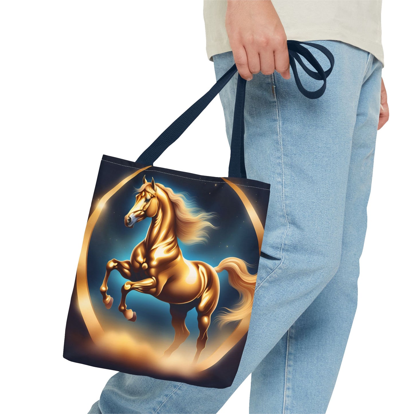 Golden Horse Tote Bag, Equestrian Gifts, Animal Lover Bag, Unique Shopping Tote,