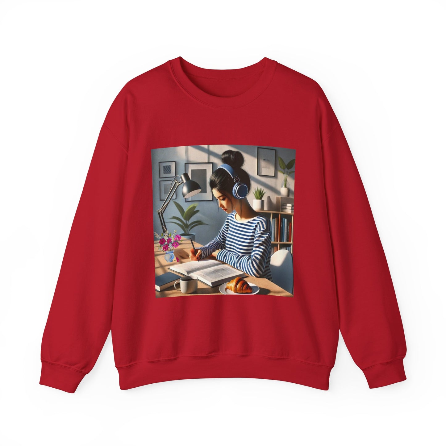 Unisex Man woman Heavy Blend™ Crewneck Sweatshirt woman is working