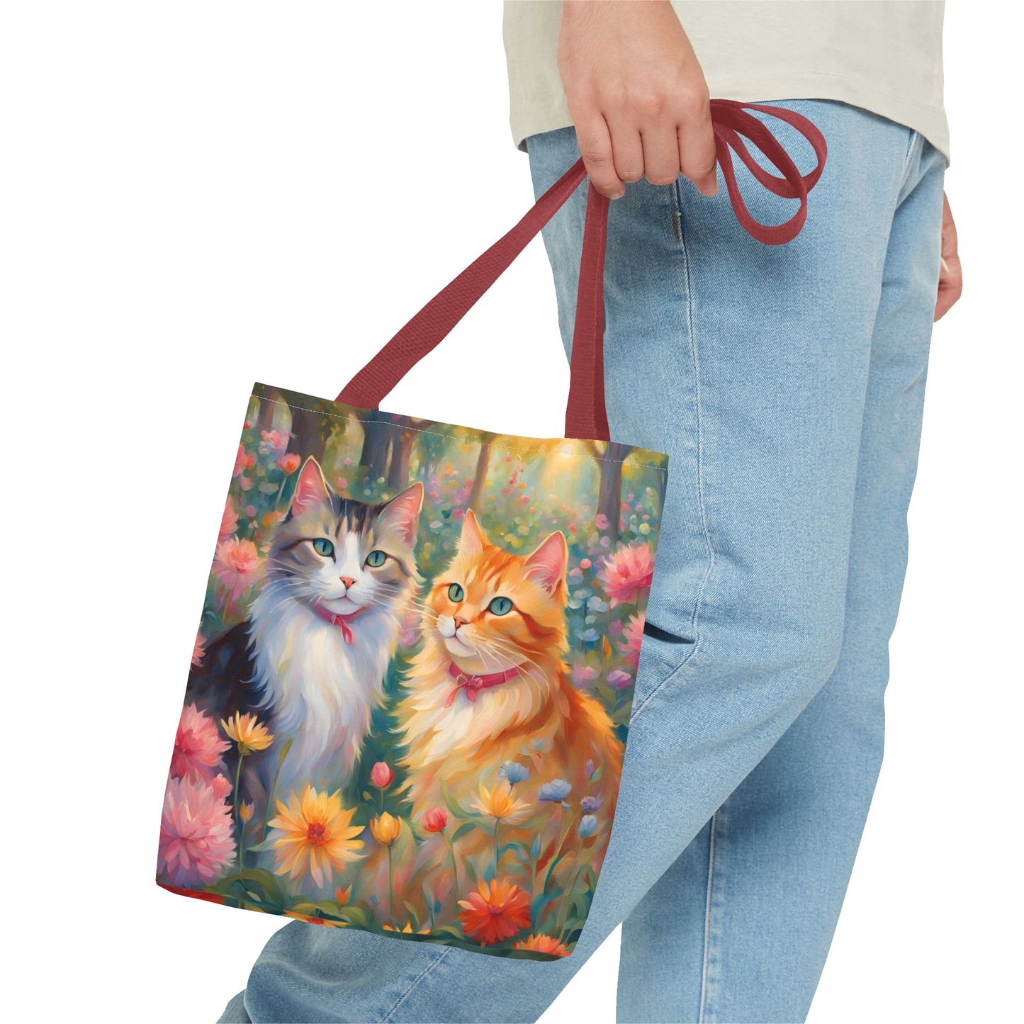 Tote bag Cats in love, Cats Gift, Bag for Animal Lover, Bohemian Style,