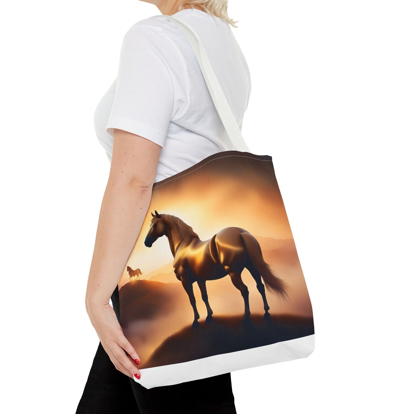 Galloping Horse Tote Bag, Equestrian Gift, Bag for Animal Lover, Bohemian Style,