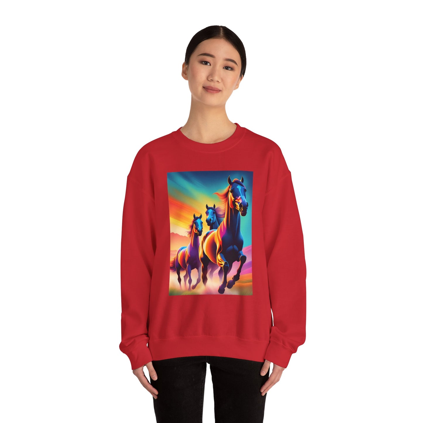 Unisex Heavy Blend™ Crewneck Sweatshirt horses woman Man