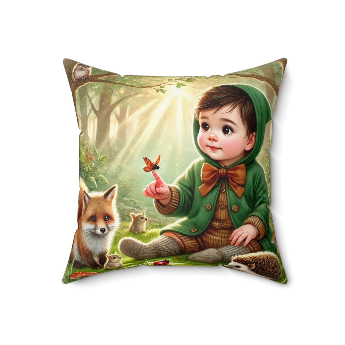 Coussin fantaisie pour enfant, motif forêt, décoration d'intérieur cosy, décoration de chambre d'enfant, amoureux de la nature