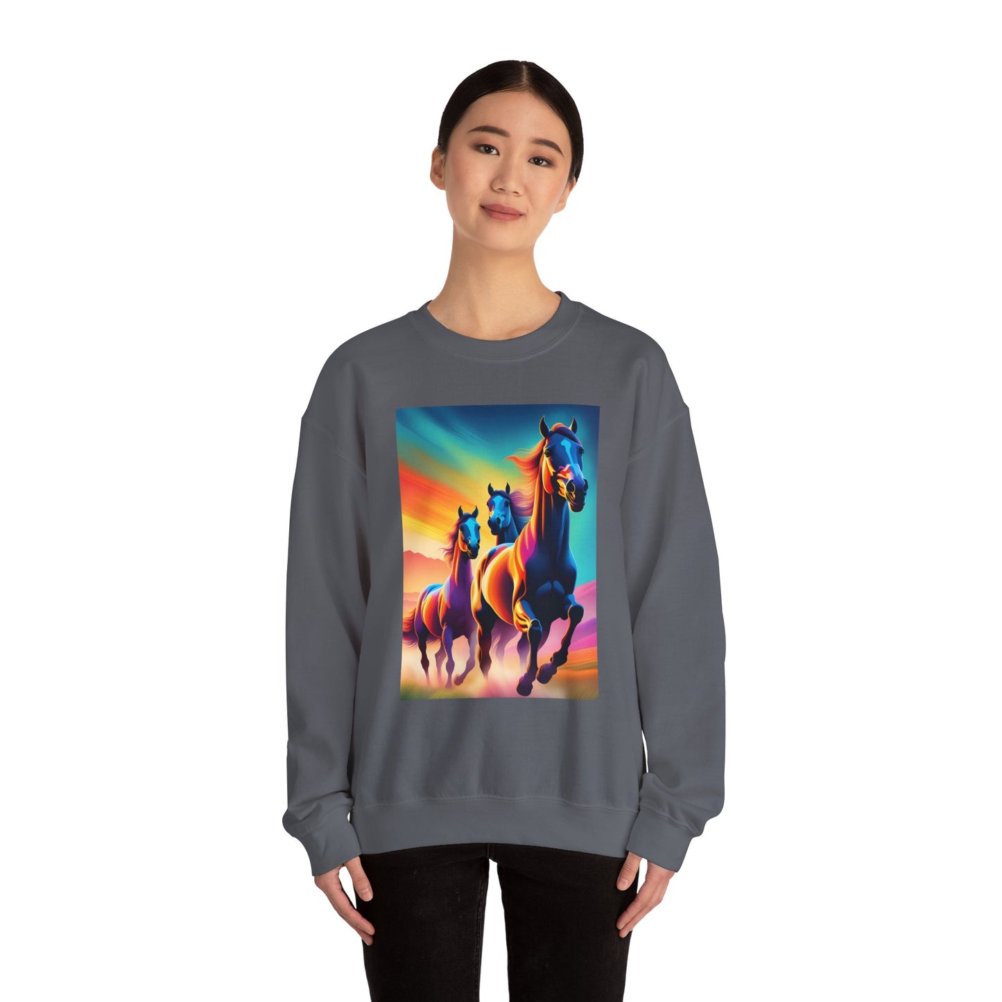 Unisex Heavy Blend™ Crewneck Sweatshirt horses woman Man