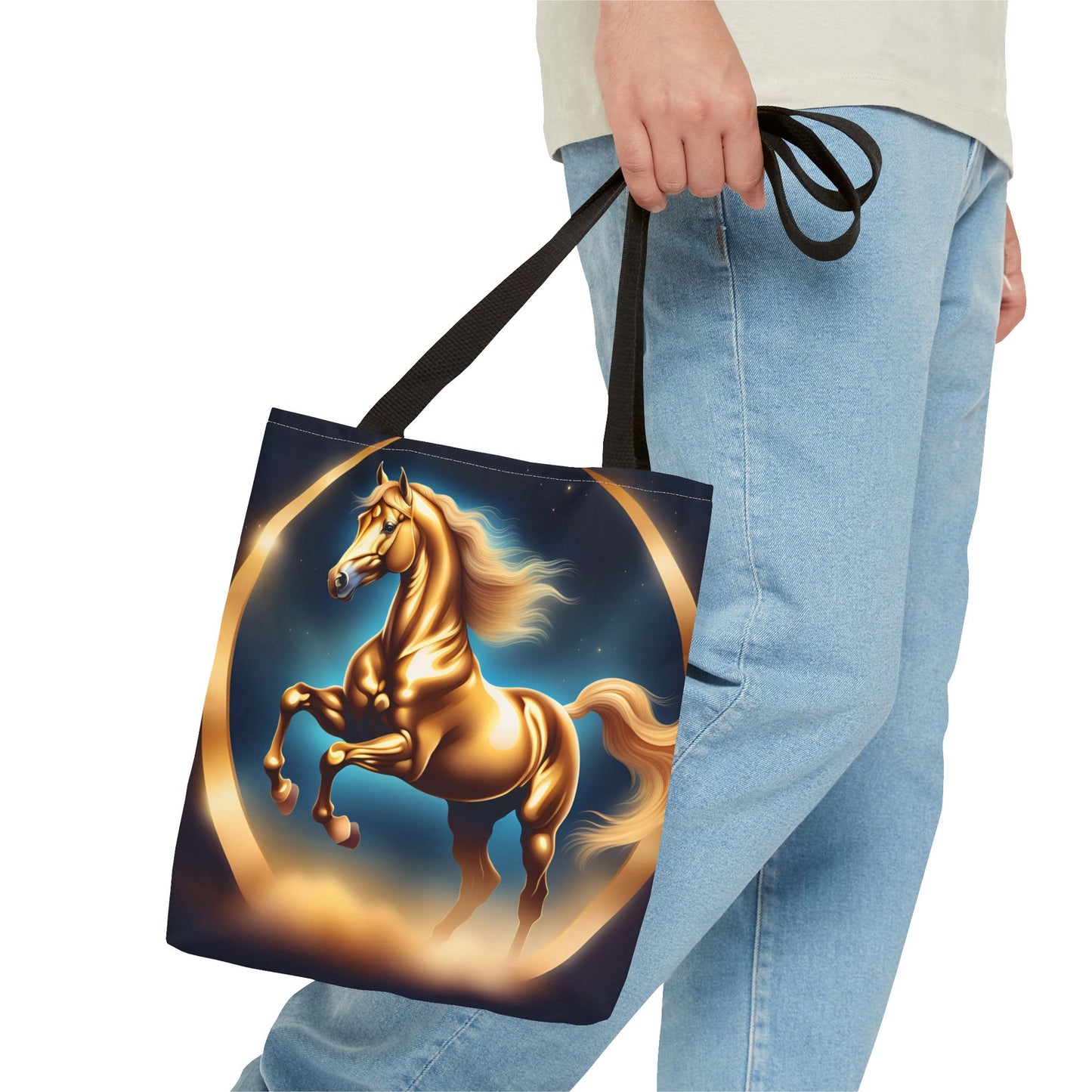 Golden Horse Tote Bag, Equestrian Gifts, Animal Lover Bag, Unique Shopping Tote,