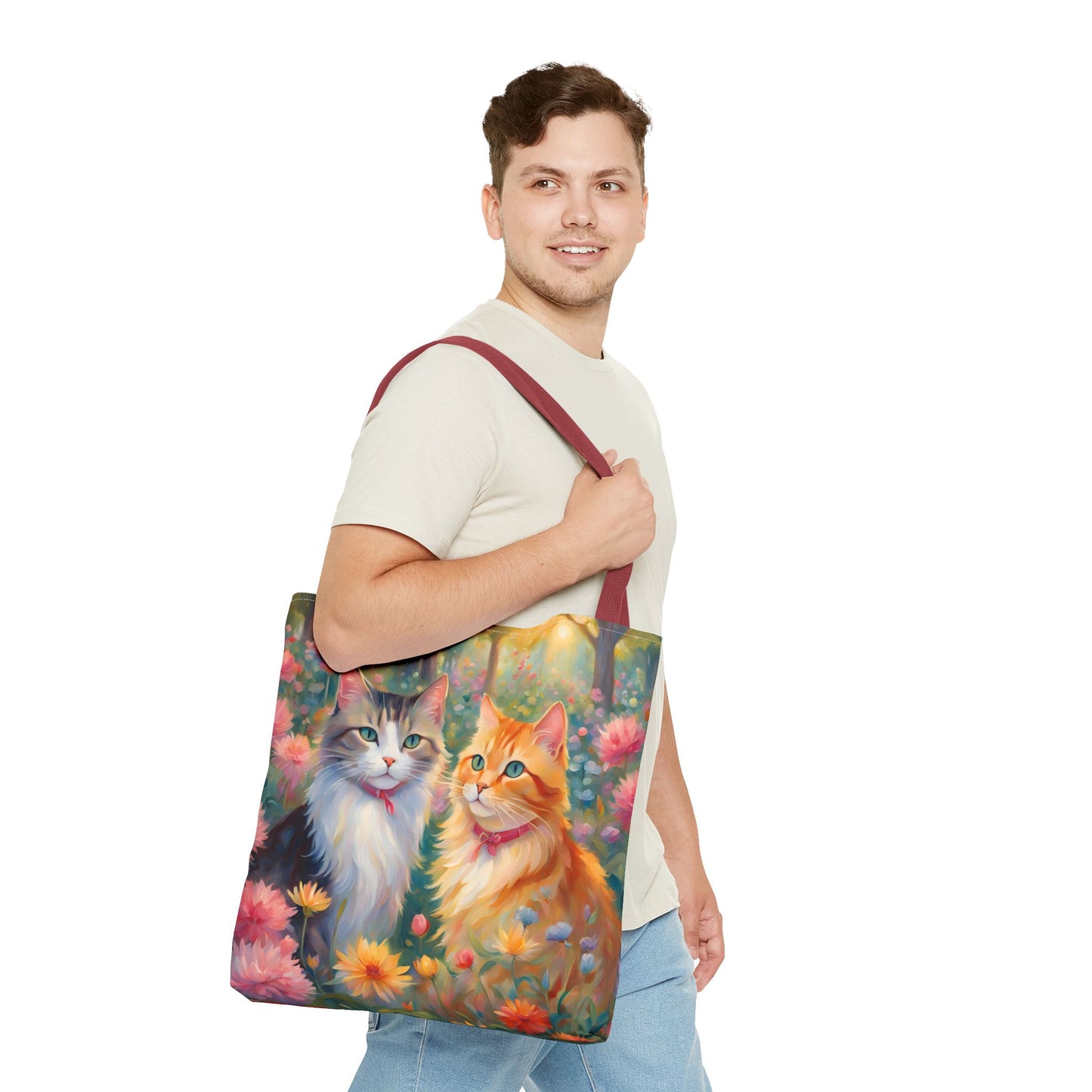 Tote bag Cats in love, Cats Gift, Bag for Animal Lover, Bohemian Style,