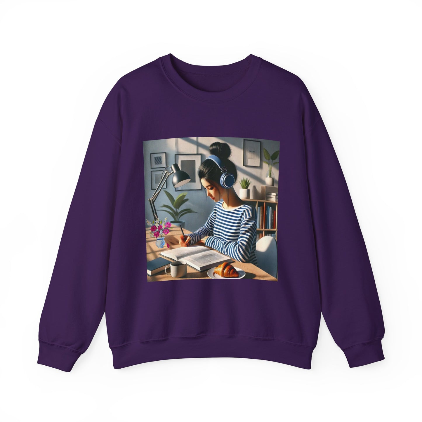 Unisex Man woman Heavy Blend™ Crewneck Sweatshirt woman is working