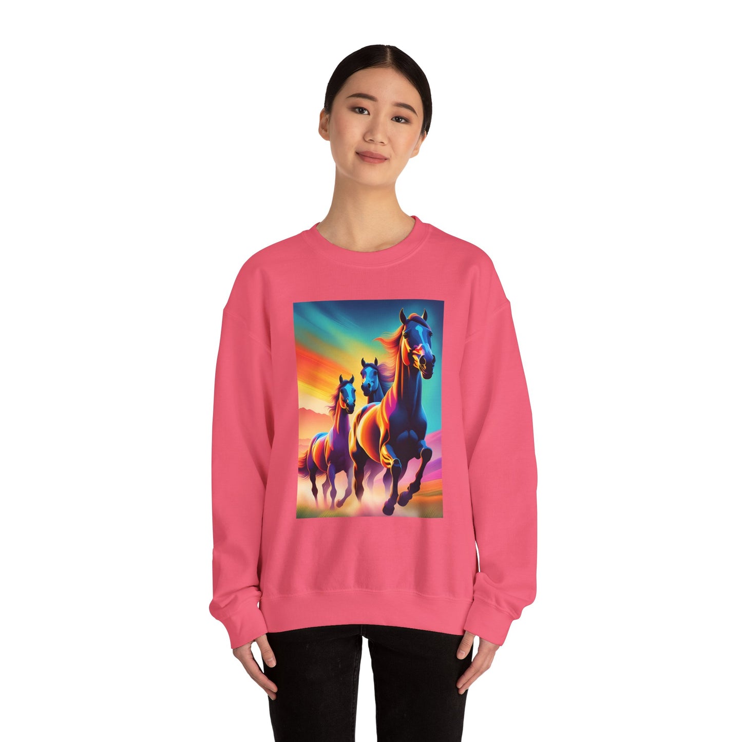 Unisex Heavy Blend™ Crewneck Sweatshirt horses woman Man