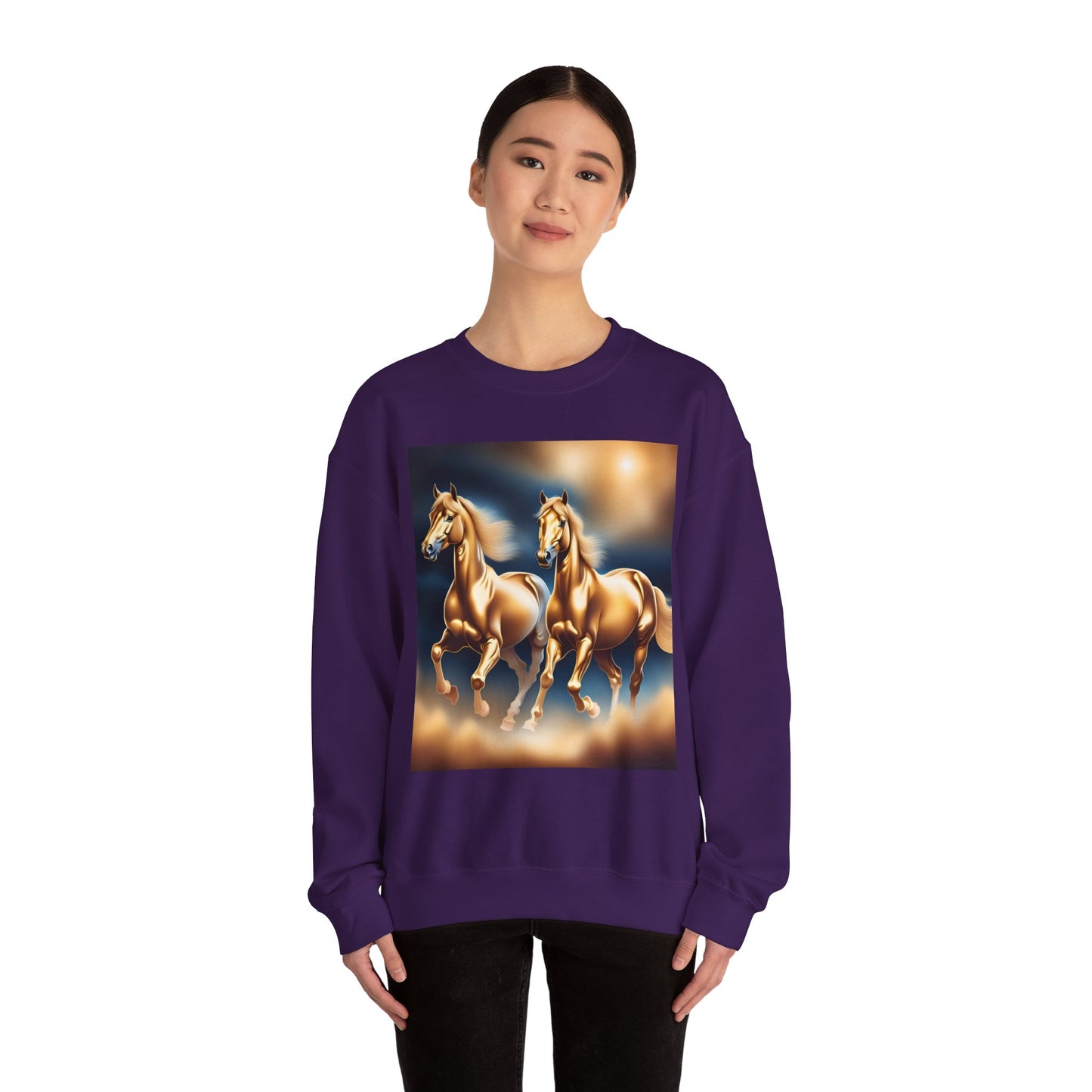 Unisex Heavy Blend™ Crewneck Sweatshirt 2 horses woman Man