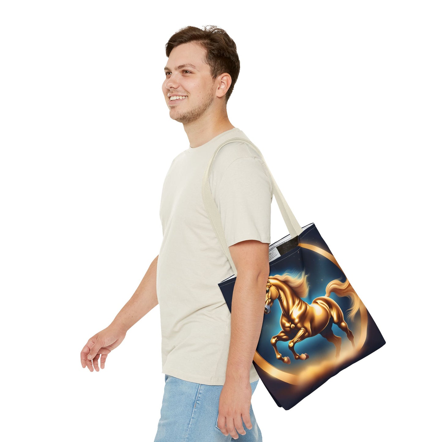 Golden Horse Tote Bag, Equestrian Gifts, Animal Lover Bag, Unique Shopping Tote,