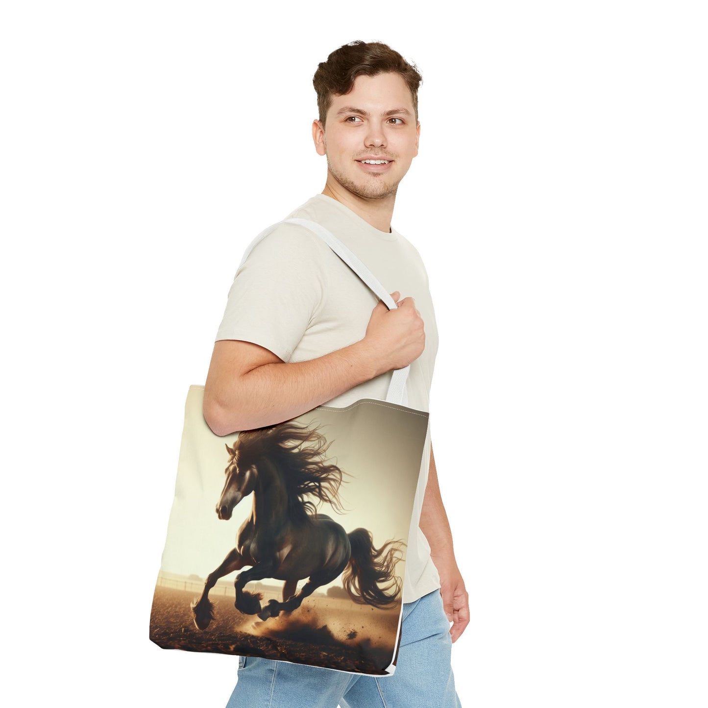 Galloping Horse Tote Bag, Equestrian Gift, Animal Lover Bag, Bohemian Style,