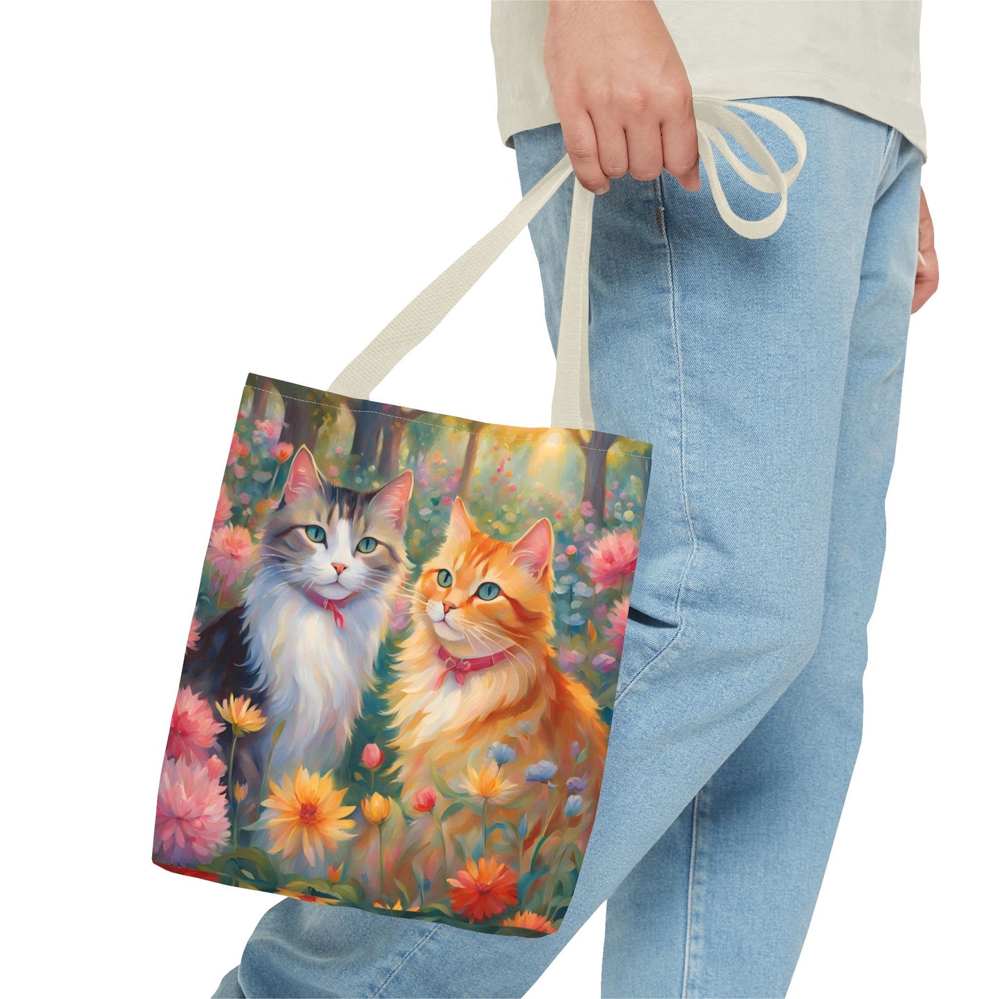 Tote bag Cats in love, Cats Gift, Bag for Animal Lover, Bohemian Style,