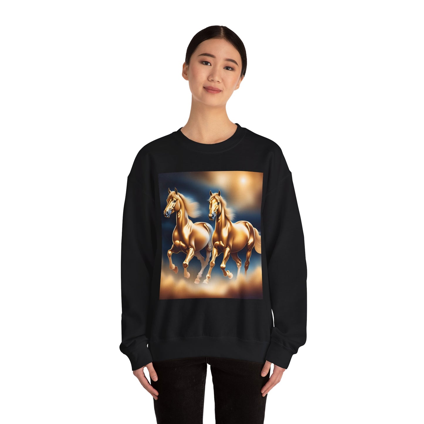Unisex Heavy Blend™ Crewneck Sweatshirt 2 horses woman Man