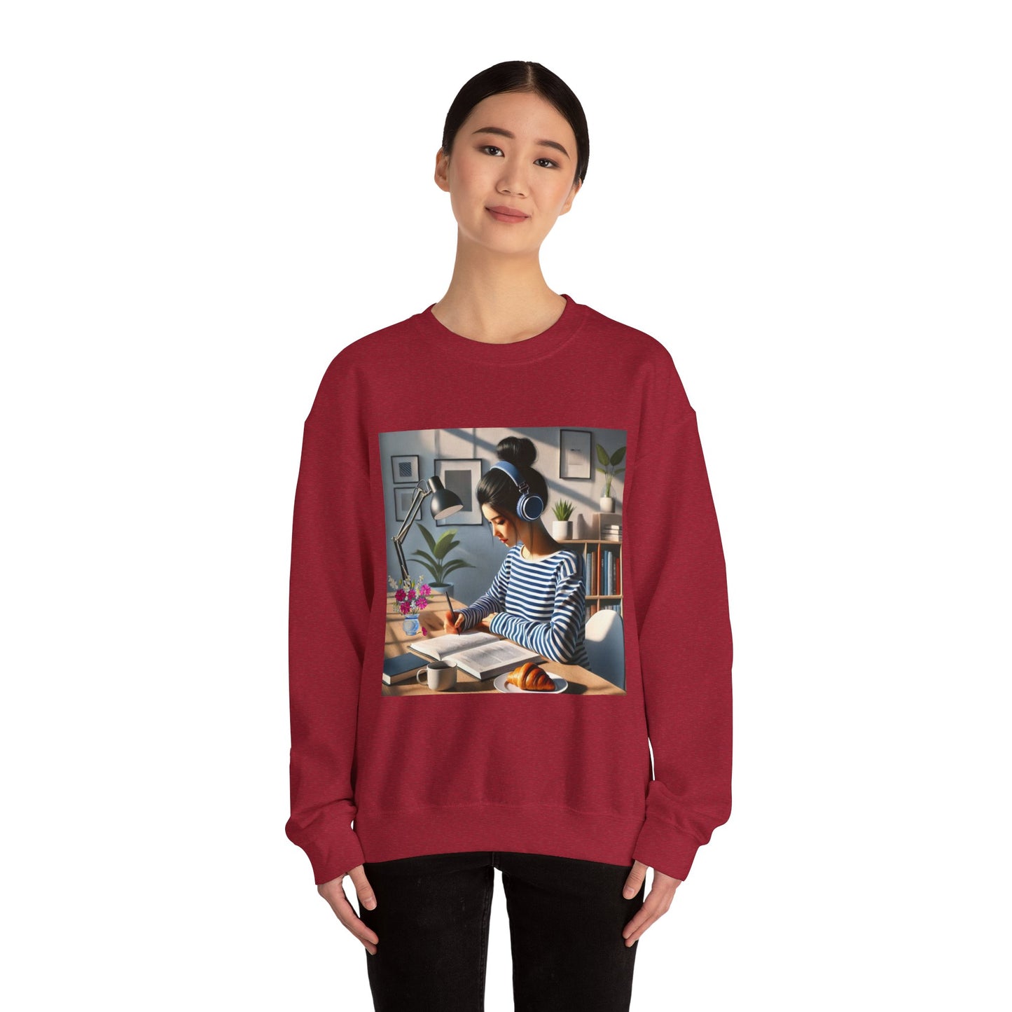 Unisex Man woman Heavy Blend™ Crewneck Sweatshirt woman is working