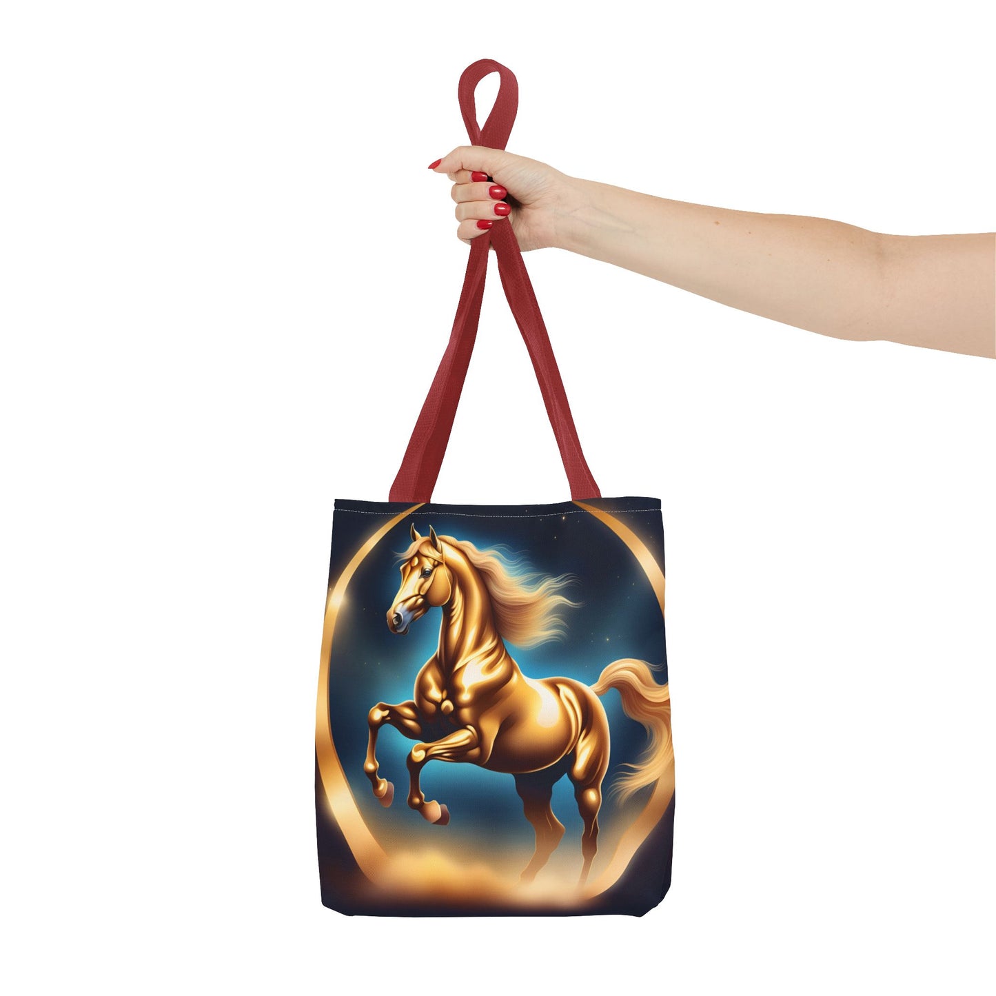 Golden Horse Tote Bag, Equestrian Gifts, Animal Lover Bag, Unique Shopping Tote,