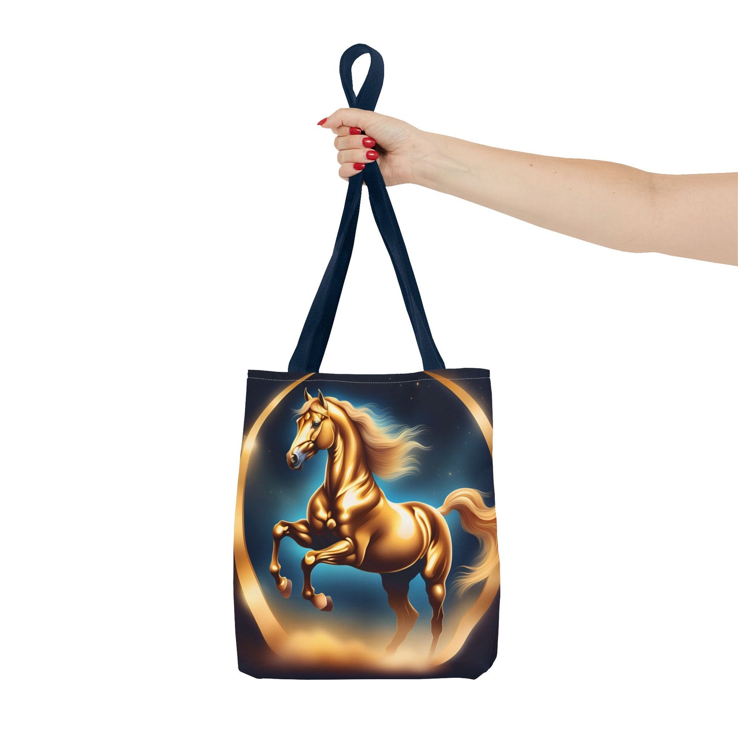 Golden Horse Tote Bag, Equestrian Gifts, Animal Lover Bag, Unique Shopping Tote,