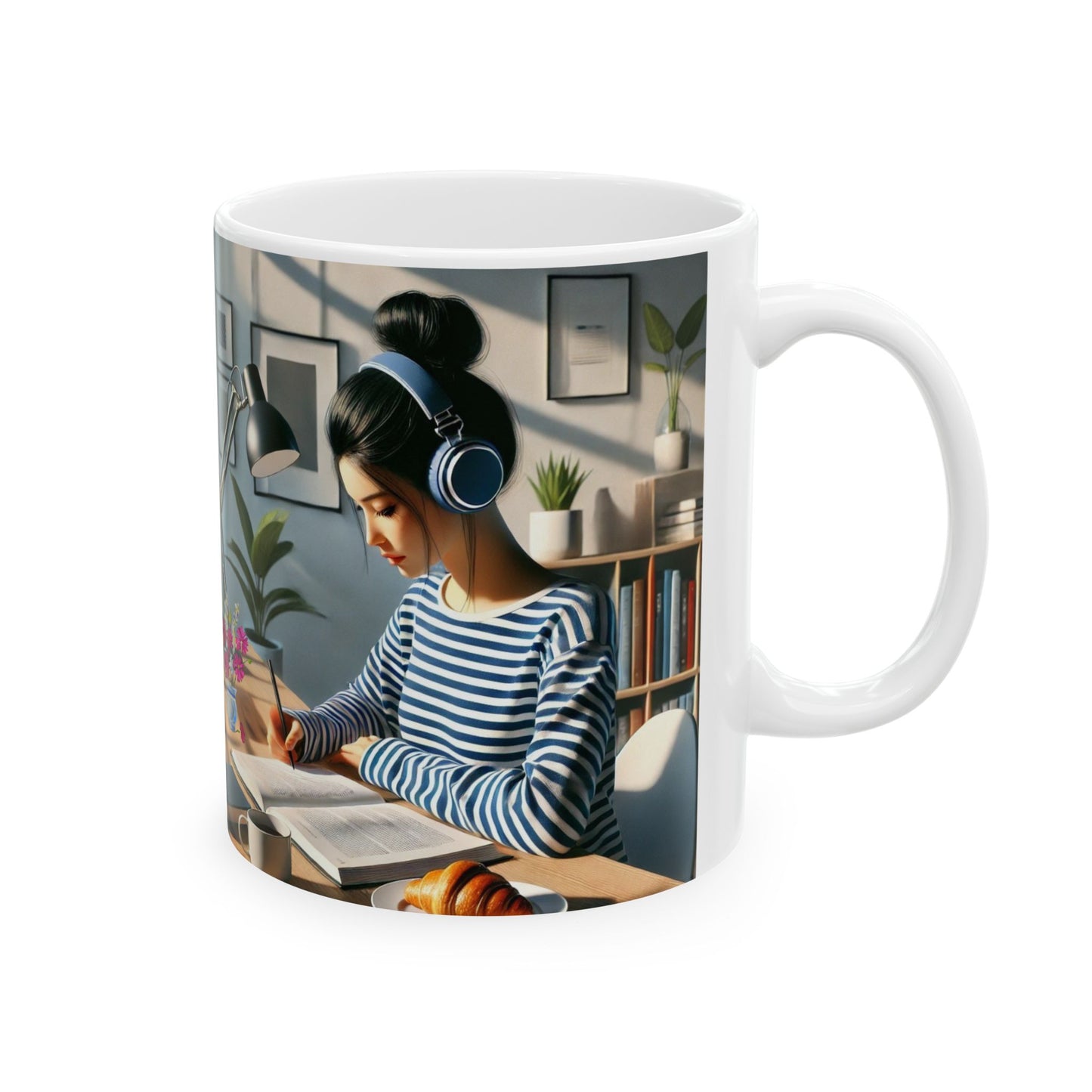 Ceramic Mug, (11oz, 15oz) woman working Cup Present Gift Coffee Birthday