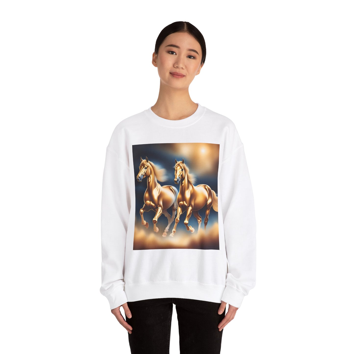 Unisex Heavy Blend™ Crewneck Sweatshirt 2 horses woman Man