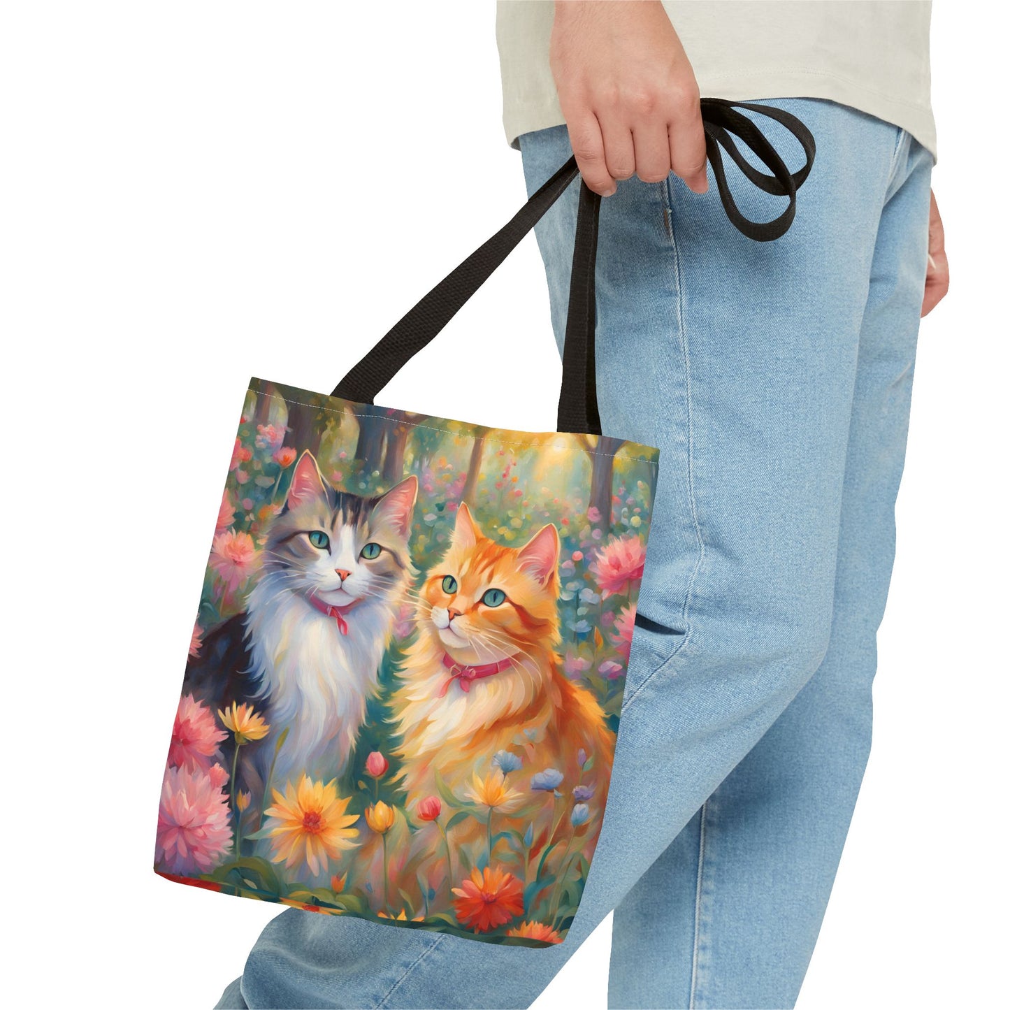 Tote bag Cats in love, Cats Gift, Bag for Animal Lover, Bohemian Style,