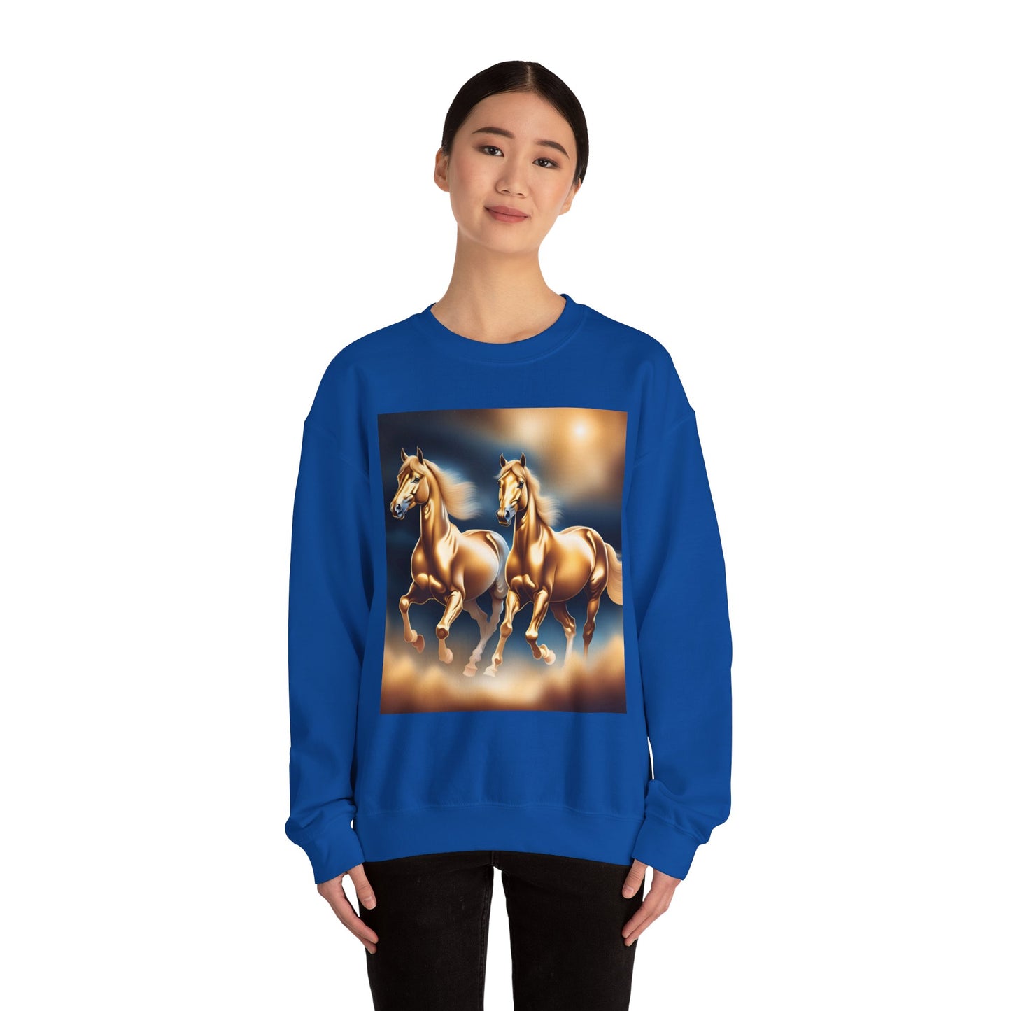 Unisex Heavy Blend™ Crewneck Sweatshirt 2 horses woman Man